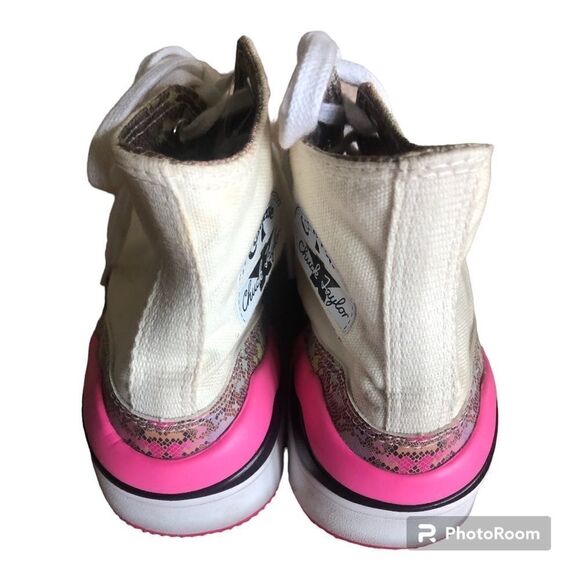 Converse Cream and Pink High-Top Sneakers - Picture 5 of 6